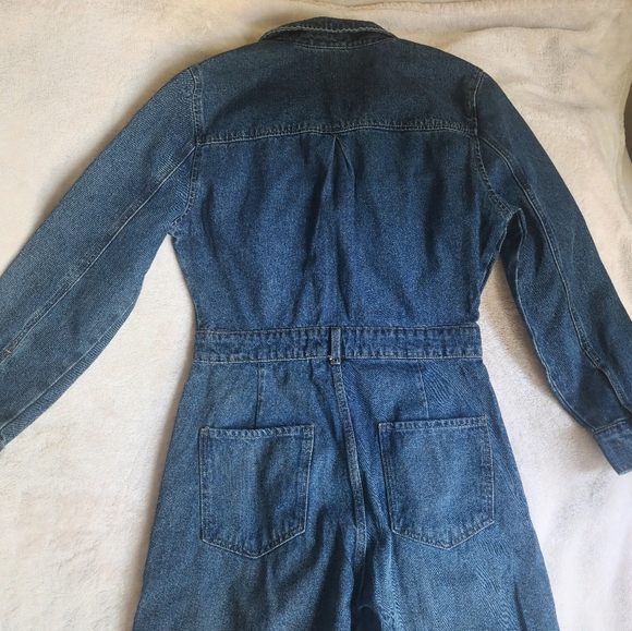 Zara Z1975 FRONT POCKETS DENIM JUMPSUIT Sz XL BNWT - Picture 9 of 11
